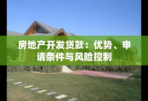 房地产开发贷款：优势、申请条件与风险控制