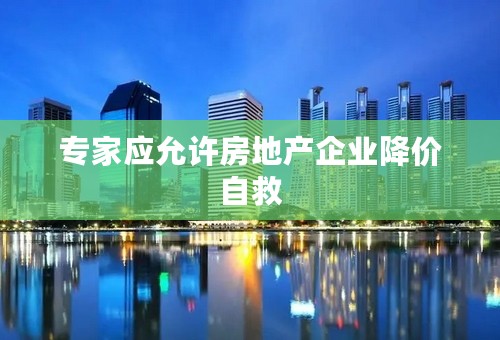 专家应允许房地产企业降价自救