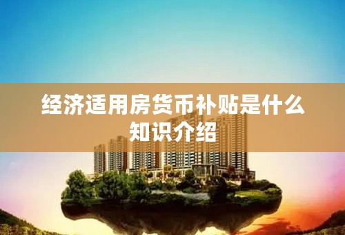 经济适用房货币补贴是什么知识介绍
