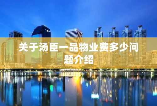 关于汤臣一品物业费多少问题介绍