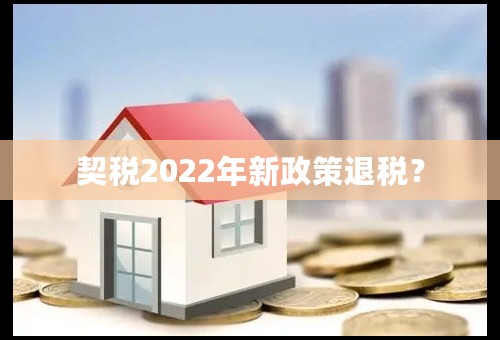 契税2022年新政策退税？