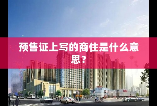 预售证上写的商住是什么意思？