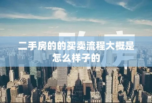 二手房的的买卖流程大概是怎么样子的