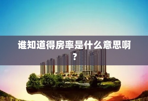 谁知道得房率是什么意思啊？
