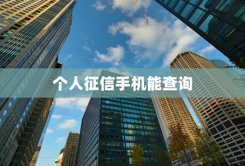 个人征信手机能查询