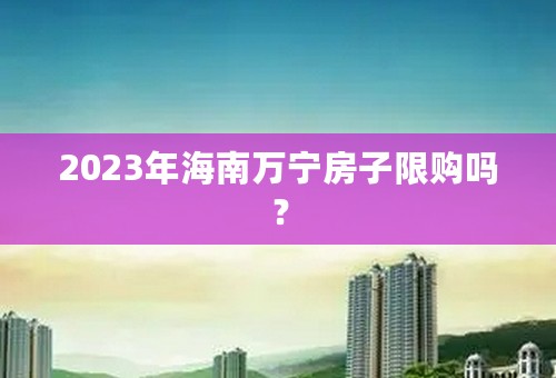 2023年海南万宁房子限购吗？