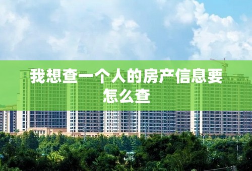 我想查一个人的房产信息要怎么查