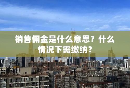 销售佣金是什么意思？什么情况下需缴纳？