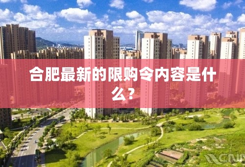 合肥最新的限购令内容是什么？