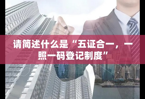 请简述什么是“五证合一，一照一码登记制度”