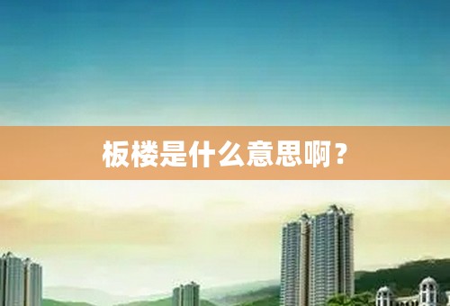 板楼是什么意思啊？