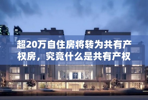 超20万自住房将转为共有产权房，究竟什么是共有产权房
